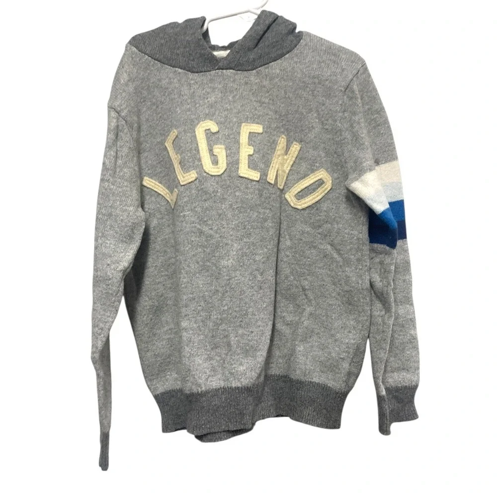 Gap Kids Boy Grey Appliqué Legend‎ Sweater Hoodie Size 8 M